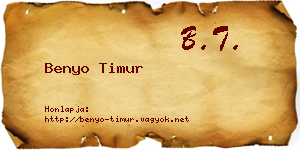 Benyo Timur névjegykártya